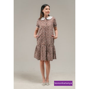Ratna Brown Elegance Kichi Batik Dress Collection, Batik Dress, Batik, Batik for Woman, Bohemian Dress, Ethnic Dress