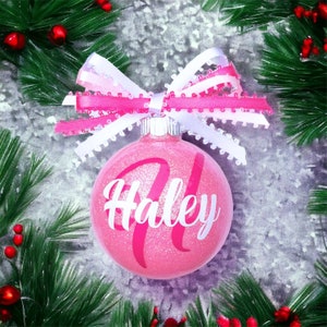 Personalized Christmas Ornament with Name, Custom Christmas Gift for Her, Your Choice of Font and Color of Ornament