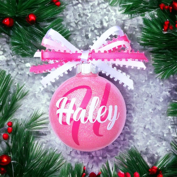Glitter Monogram Christmas Ornament: Personalized Holiday Decor Gift