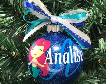 Personalized Kids Ornament, Custom Mermaid Gift, Custom Name Ornament, Personalized Mermaid, Mermaid Ornaments, Mermaid Gift, Mermaid Lover