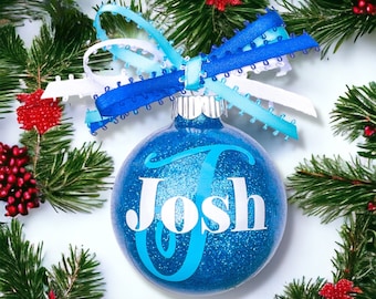Personalized Christmas Ball Gift for Kids - Custom Christmas Gift for Him - Monogram Ornament Christmas Tree Decor
