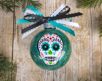 Sugar Skull Ornament, Dia De Los Muertos, Sugar Skull, Day Of The Dead Christmas Ornaments, Sugar Skull Gifts, Gothic Christmas
