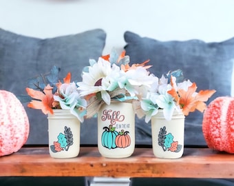 White and Blue Fall Decor - Pastel Halloween Pumpkins - Pastel Autumn Decor Home Accessories