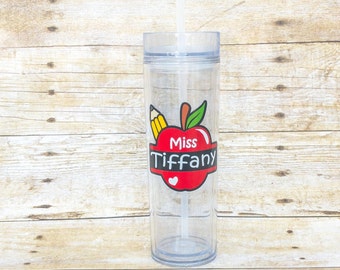 Personalized Skinny Tumbler Daycare Preschool or Kindergarten Teacher Gift/ Teacher Appreciation Gift