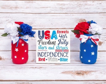 Patriotic Centerpiece, 4th Of July Decor, Veteran Gift, Patriotic Decor, Americana Decor, Fourth Of July, 4th Of July Party, USA Decor