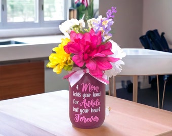 Mothers Day Gift for Mom Hand Painted Mason Jar with Quote