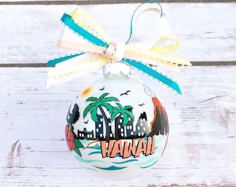 Hawaii Ornament, Hawaiian Christmas, Anniversary Gifts For Couples, Honeymoon Gifts, Vacation Ornament, Travel Ornament, Hawaiian Vacation