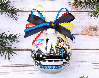 Las Vegas Ornament, State Of Nevada, Las Vegas Gifts, Nevada Ornament, Travel Ornament, Wedding Ornament, Vacation Ornament, Casino Ornament