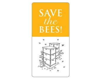 35 Save the Bees Stickers, Backyard Beeeeper Supplies, 2" x 1"