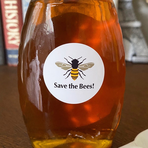 Save the Bee Stickers for Honey Jars, Beekeeping Supplies, Nature Lover, Pollinators, Apiary Gifts