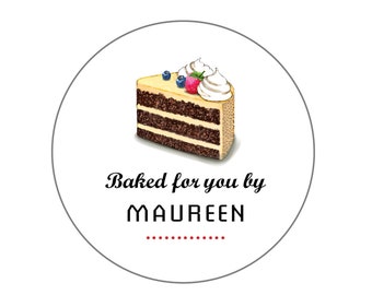 Cake Box Labels, Baking Stickers, Personalized Gift for Baker, Kitchen Sticker, Baked for You Label, Food Package Sticker, 2.5" Round