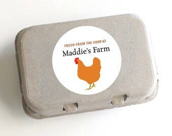 Egg Carton Labels, Custom Packaging, Food Labels, Chicken Silhouette, Hen Coop, Egg Packaging, Farm Product Labels, 2.5" Round