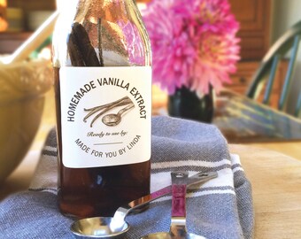 Homemade Vanilla Extract Bottle Stickers, 2" Square Baking Label, Kitchen Stickers, Personalized Food Gift Labeling, Artisan Baking Supplies