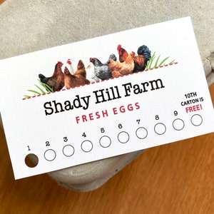 Loyalty Coupon Punch Cards for Chicken Keepers, Farm Market Supplies, Egg Accessories, Homesteading, 3.5" x 2"