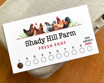 Loyalty Coupon Punch Cards for Chicken Keepers, Farm Market Supplies, Egg Accessories, Homesteading, 3.5" x 2"