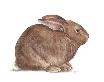 Bunny Rabbit Print, Art for Kids Room, Animal Painting, Pet Portrait, Nursery Print, Tiny House Art