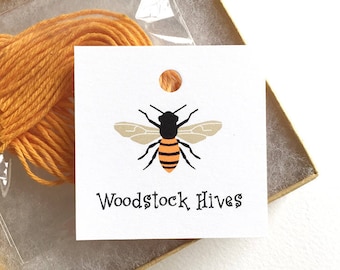 Honey Jar Tags, Custom Honey Labels, 12 or 20 Personalized Food Tags, Honey Bee, Beekeeper Gift, Hive Supplies, Bee Tags, 2.25" or 2" square