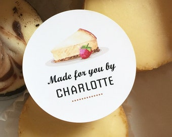 Cheesecake Box Labels, 12 Made for You By Stickers, Personalized Kitchen Gift, Bakery Box Stickers, Baked for You By Sticker, 2.5" Circle