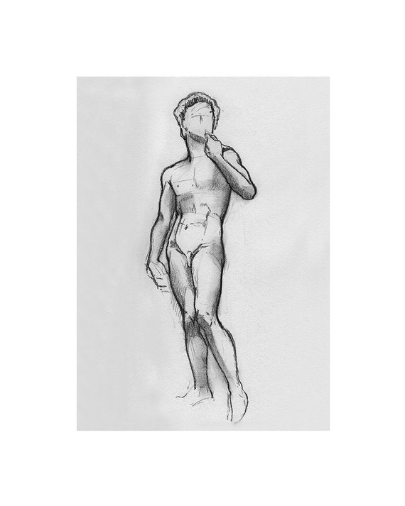 1-Michelangelo, nude, nude drawing, charcoal drawing, figure
