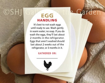 Egg Washing Instruction Stickers, Fresh Egg Handling, Coop Accessories, Farm Market Supplies, Backyard Ducks Chickens, Egg Care Labels