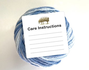 2" Blank Lined Square Care Instruction Stickers for Knitting, Sewing, Crafts, Crocheting, Hooking; Craft Supplies, Textile Care Labels