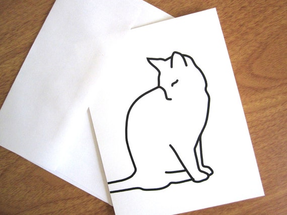Cartes De Correspondance De Chat Chat Dessin Au Trait Cadeau Pour Amoureux Des Chats Chat De Papeterie Cadeau De Noël Cadeau De Gardienne De