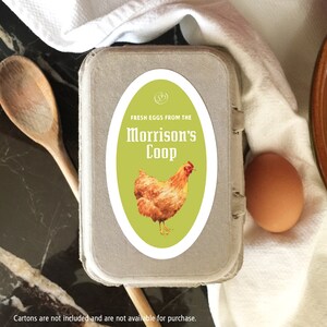 12 Egg Carton Labels, Personalized Chicken Egg Label, Egg Sticker, Chicken Coop Supplies, Backyard Urban Farm Chickens, 2.5" x 4.25"