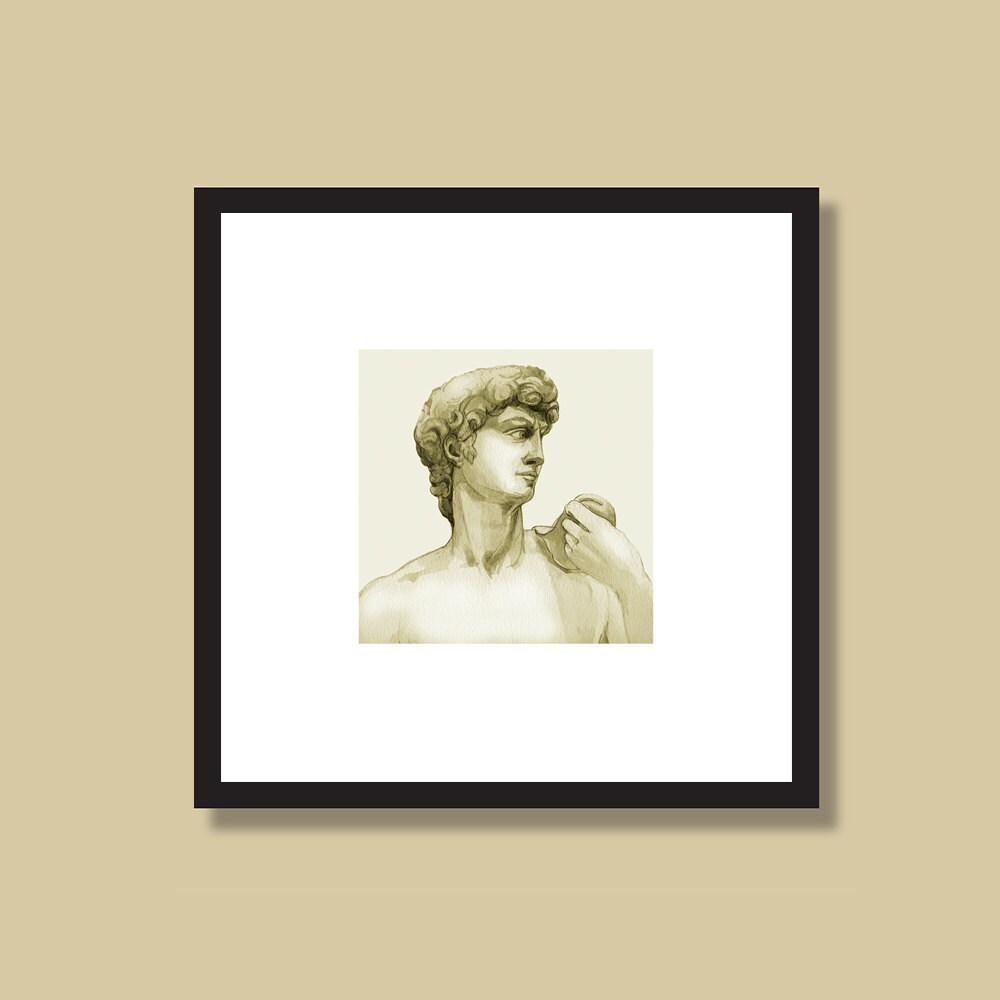 Michelangelo David Sculpture Watercolor and Ink Drawing - Etsy