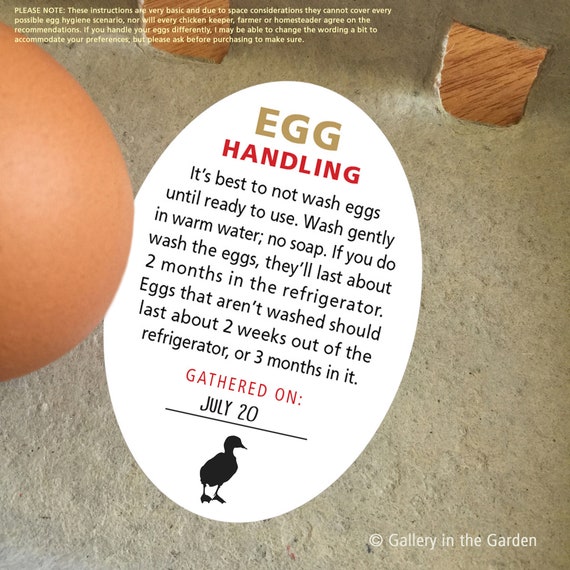 Egg Washing Instruction Stickers, Fresh Egg Handling, Coop