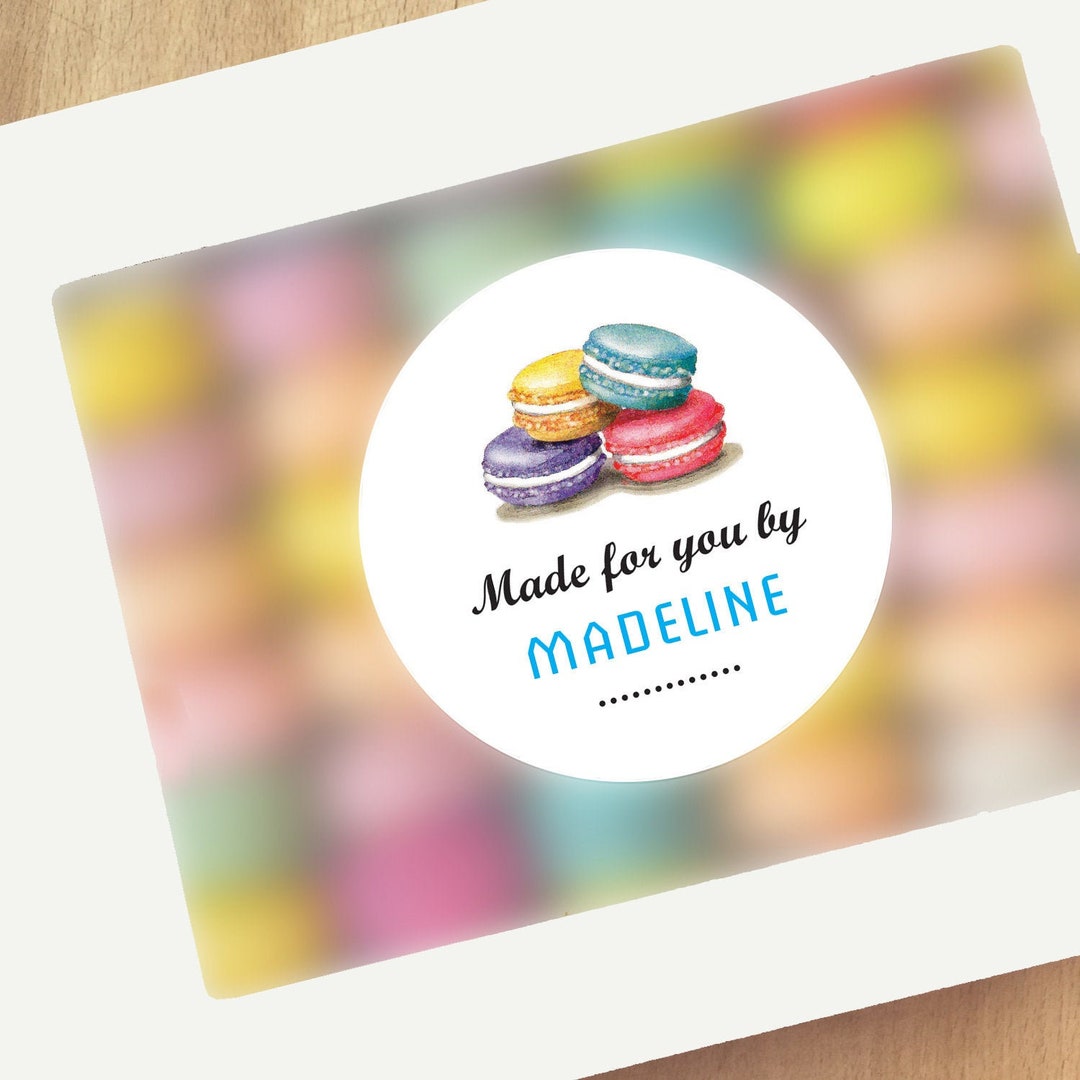 Macaron Box Labels 12 Baking Stickers Personalized Kitchen Etsy