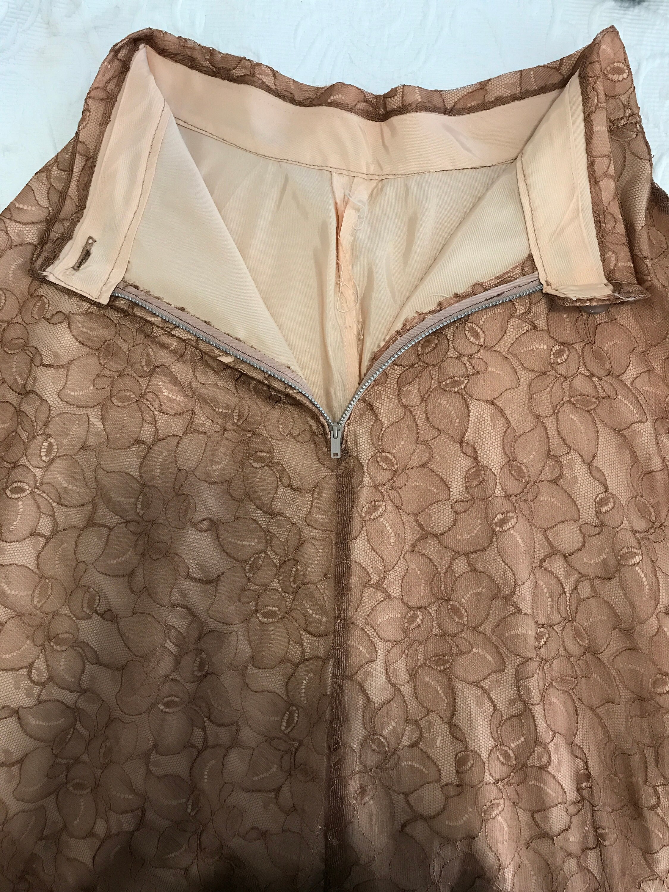 Mid-century Beige Lace Circle Skirt Twirl Dance Bridal Wedding Resort ...