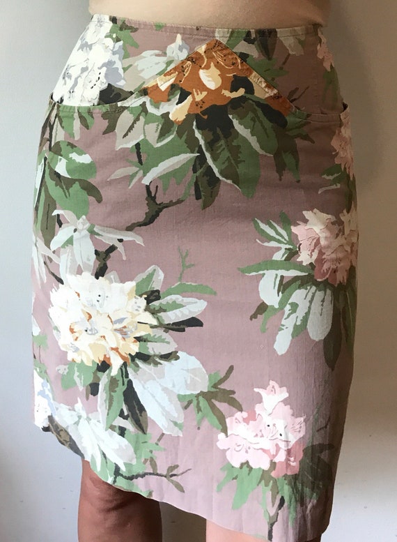 Floral pencil skirt 80s hotsell
