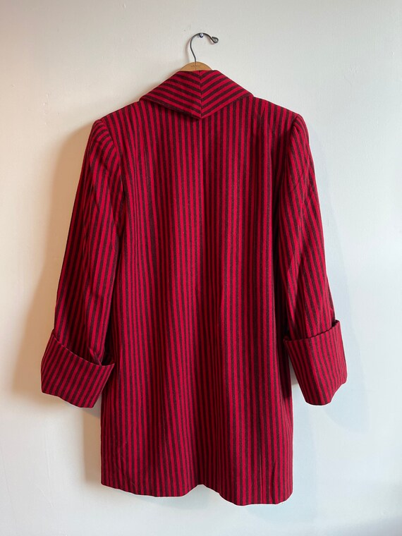Janet Russo Red & Black Striped 1980’s Wool Swing… - image 2