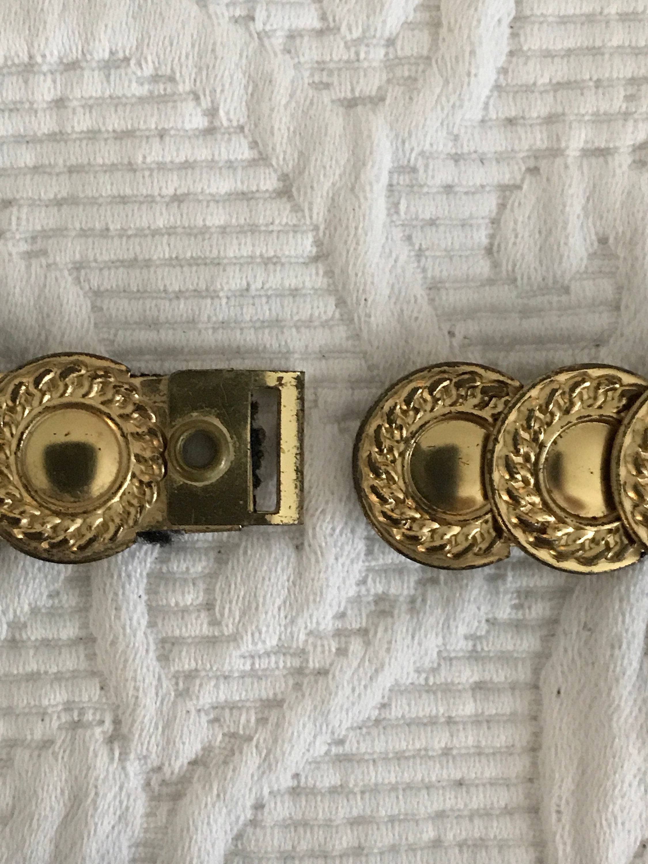 Vintage Faux Gold Coin Stretch Statement Belt w/ Hidden Closure Elastic Size 30\