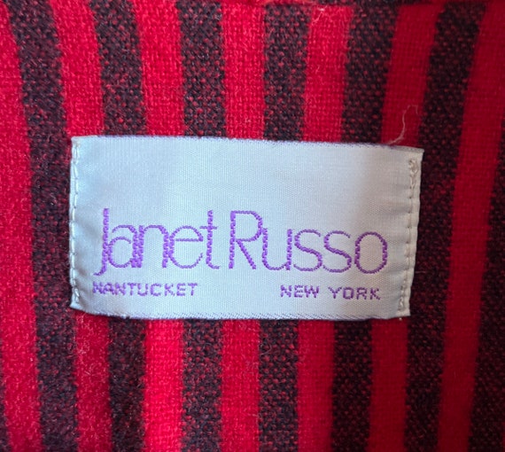 Janet Russo Red & Black Striped 1980’s Wool Swing… - image 3