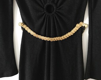 Vintage Faux Gold Coin Stretch Statememt Belt With Hidden  display picture 2