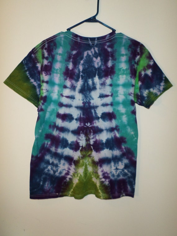 V-neck Tye Dye T-shirt Blue Teal Purple and Avocado Medium | Etsy