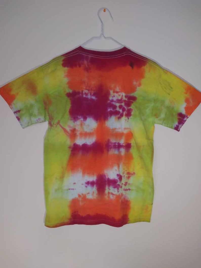 Adult Medium Tie Dye Tshirt Pink Orange and Yellow Hand Dyed Etsy