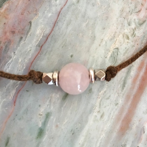 Pink stone choker, Rose quartz choker, Simple choker, Boho choker, Minimalist choker, Beach choker, Summer necklace, Pink gemstone choker