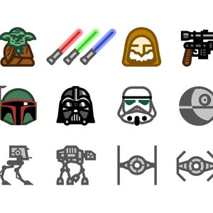 Star Wars SVG Icon Pack: 28 Pixel Art Graphics (16x16)
