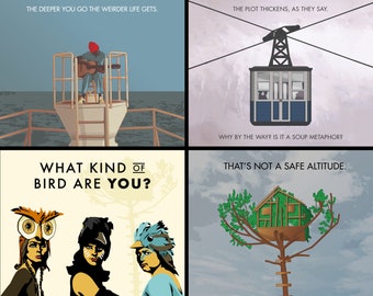 Láminas artísticas de Wes Anderson: Arte mural inspirado en la película (descarga digital)