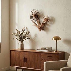 Gravity-Powered Kinetic Wall Clock: Minimalist Wooden Sculpture for Modern Home Decor