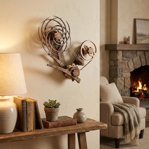 Minimalist Wooden Kinetic Wall Clock: Gravity-Powered Sculpture for Modern Home Decor