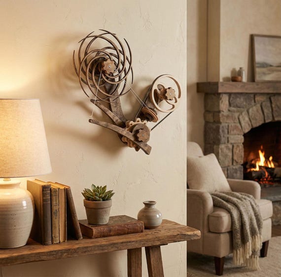 Minimalist Wooden Kinetic Wall Clock: Gravity-Powered Sculpture for Modern Home Decor
