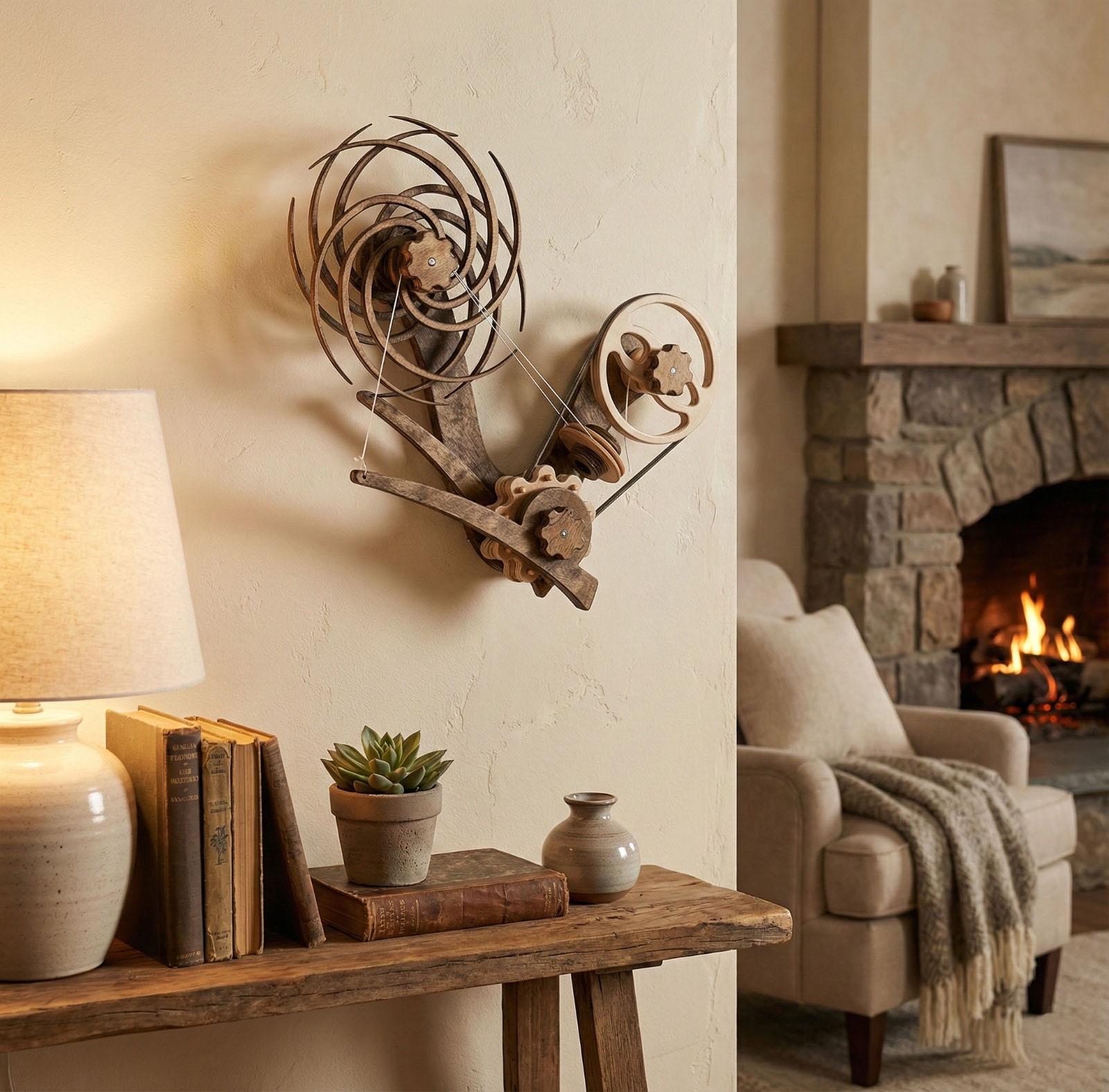 インテリア オブジェ Wooden Kinetic Wall Art Gravity-powered Sculpture for Modern Home