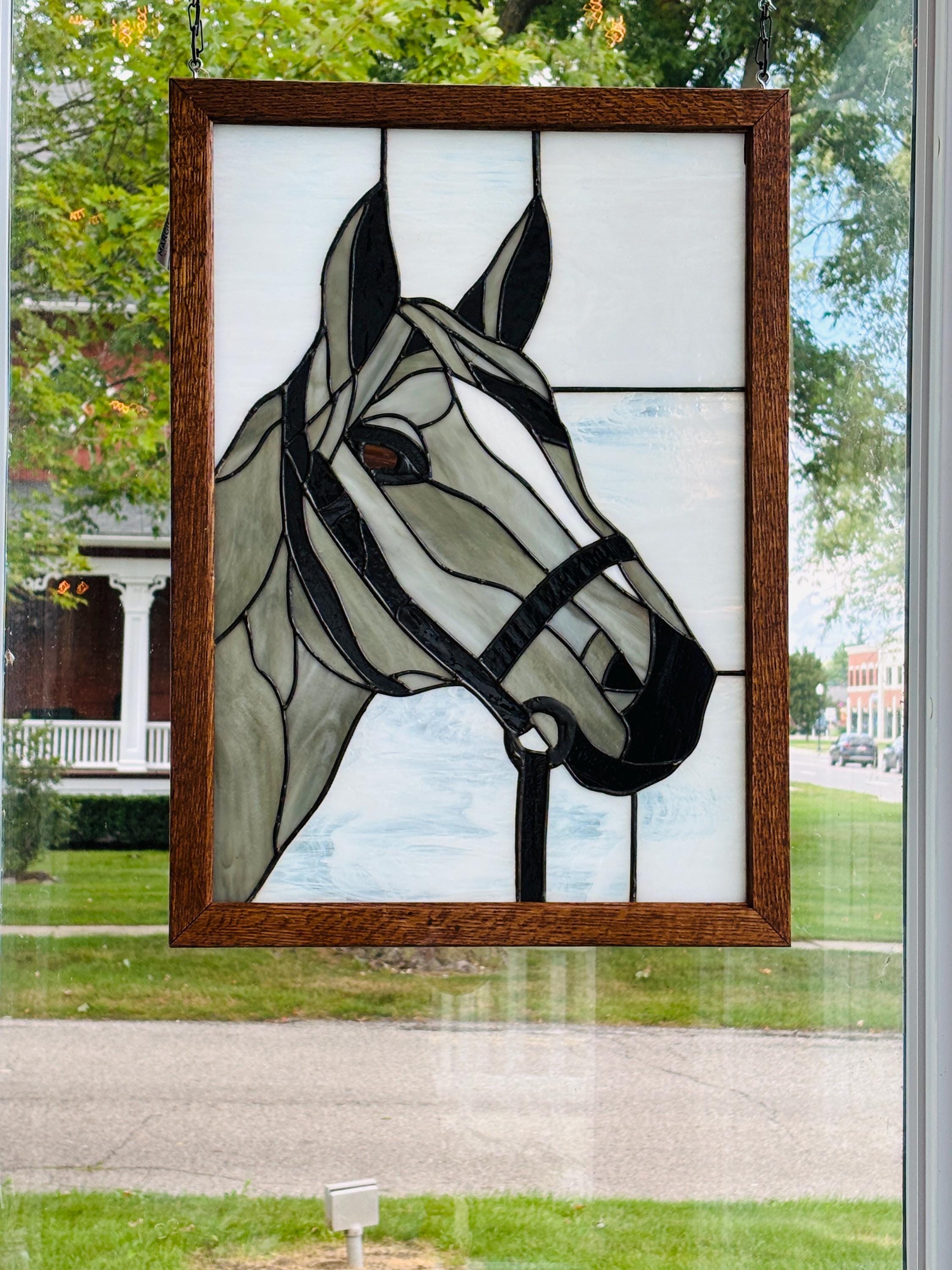 馬のステンドグラスパネル - Etsy 日本