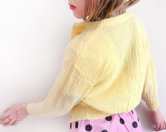 Yellow Cardigan Sweater for a toddler girl/ Vintage from 80s/Tapered sleeves/ New with tags