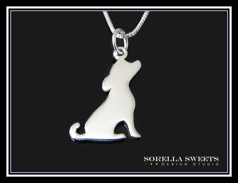 Dog Necklace Dog Silhouette Necklace Silver Dog Necklace Etsy