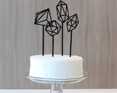 Geometric Cake Toppers: matte black gems (set of 4)