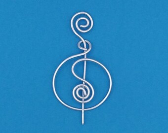 Yin Yang Spiral Shawl Pin, Aluminum Wire Pin, Wrap Fastener, Knitting & Crochet Accessory, Gift, Stocking Stuffer - FREE CAD SHIPPING